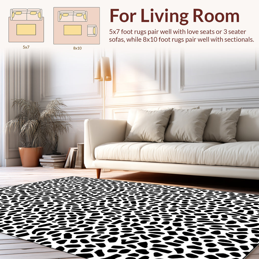 Black And White Organic Pattern Rug