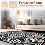 Intricate Black and White Abstract Mandala Design Rug