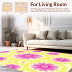 Pink Yellow Floral Sunburst Pattern Rug