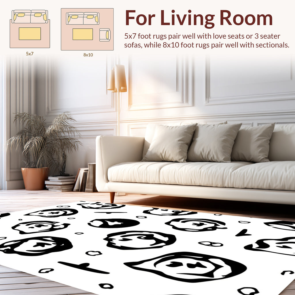 Abstract Ink Wash Shapes Design Rug