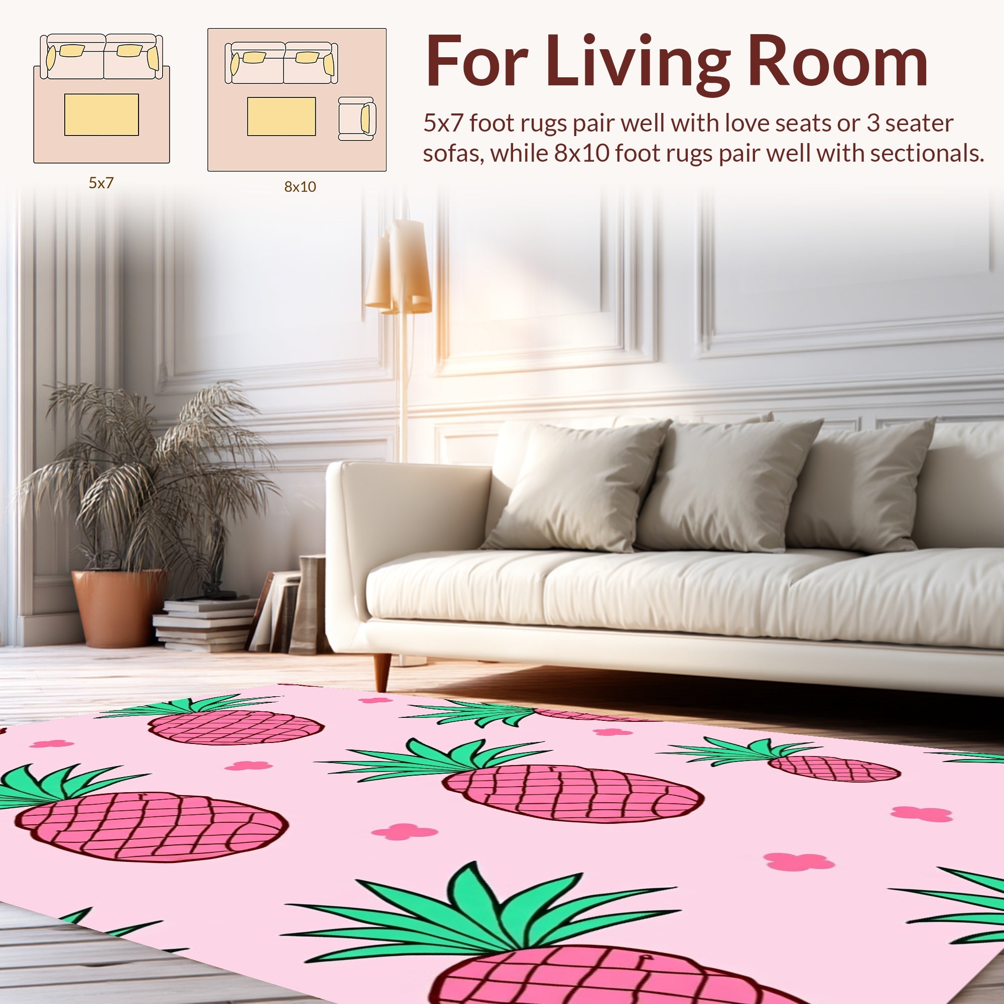 Pink Pineapple Pattern Pillow Rug