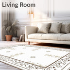 Ornate Brown Scrollwork Floral Arrangement Rug
