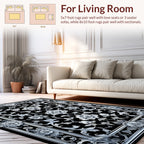 Intricate Floral Scrolls Monochrome Rug