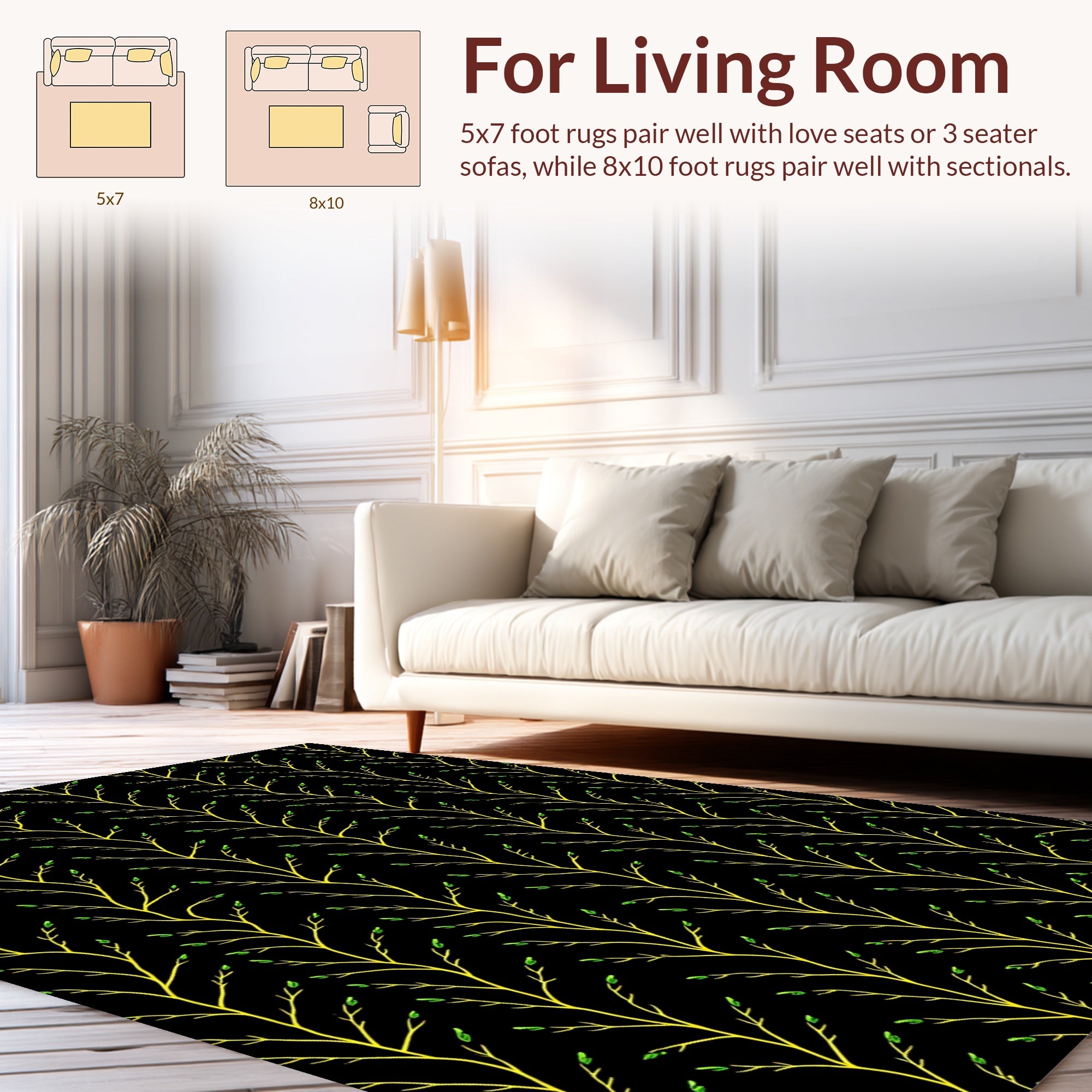 Yellow Vine Pattern Rug