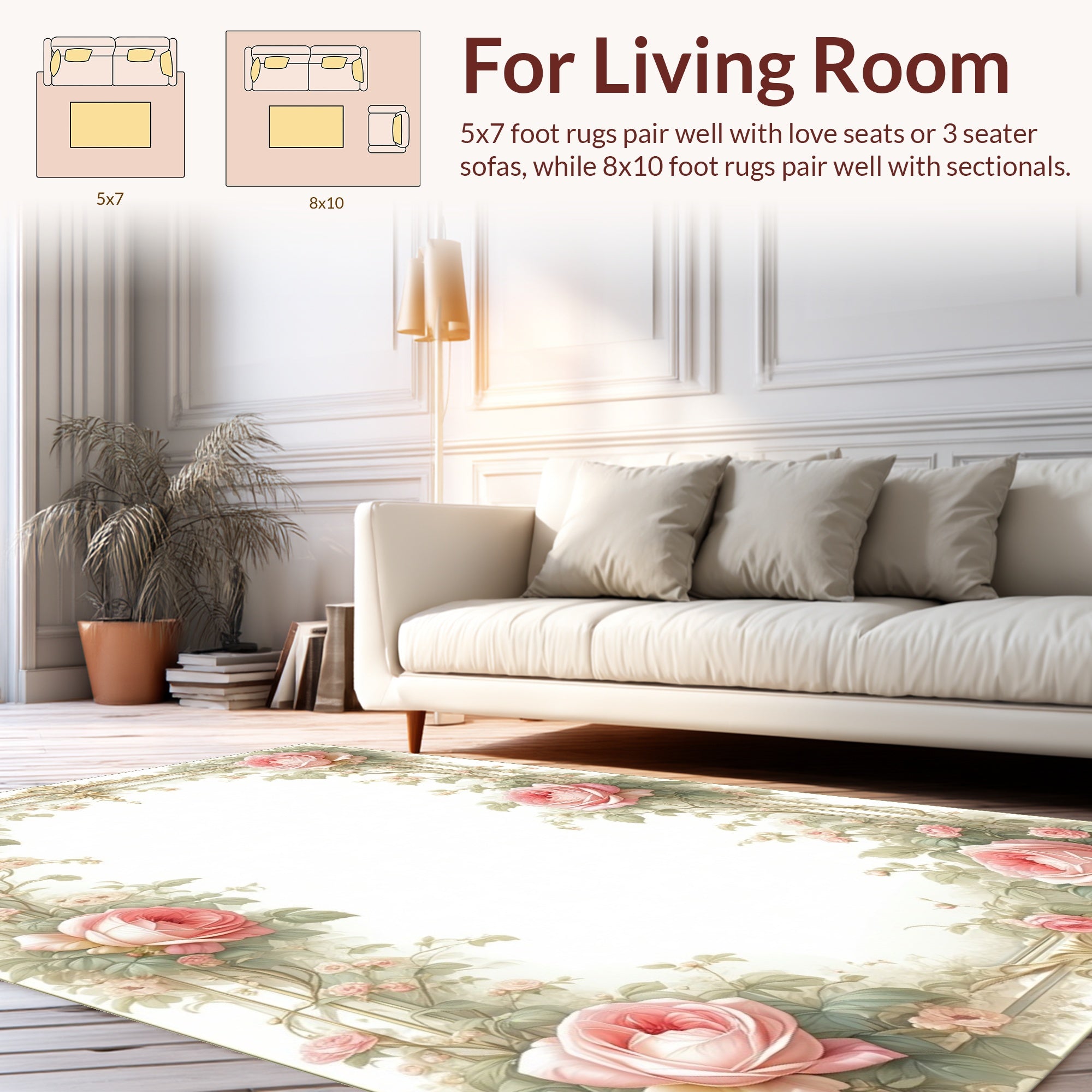 Romantic Rose Vine Garden Rug