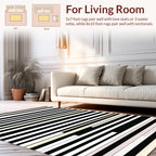 Bold Black White Cream Stripes Rug