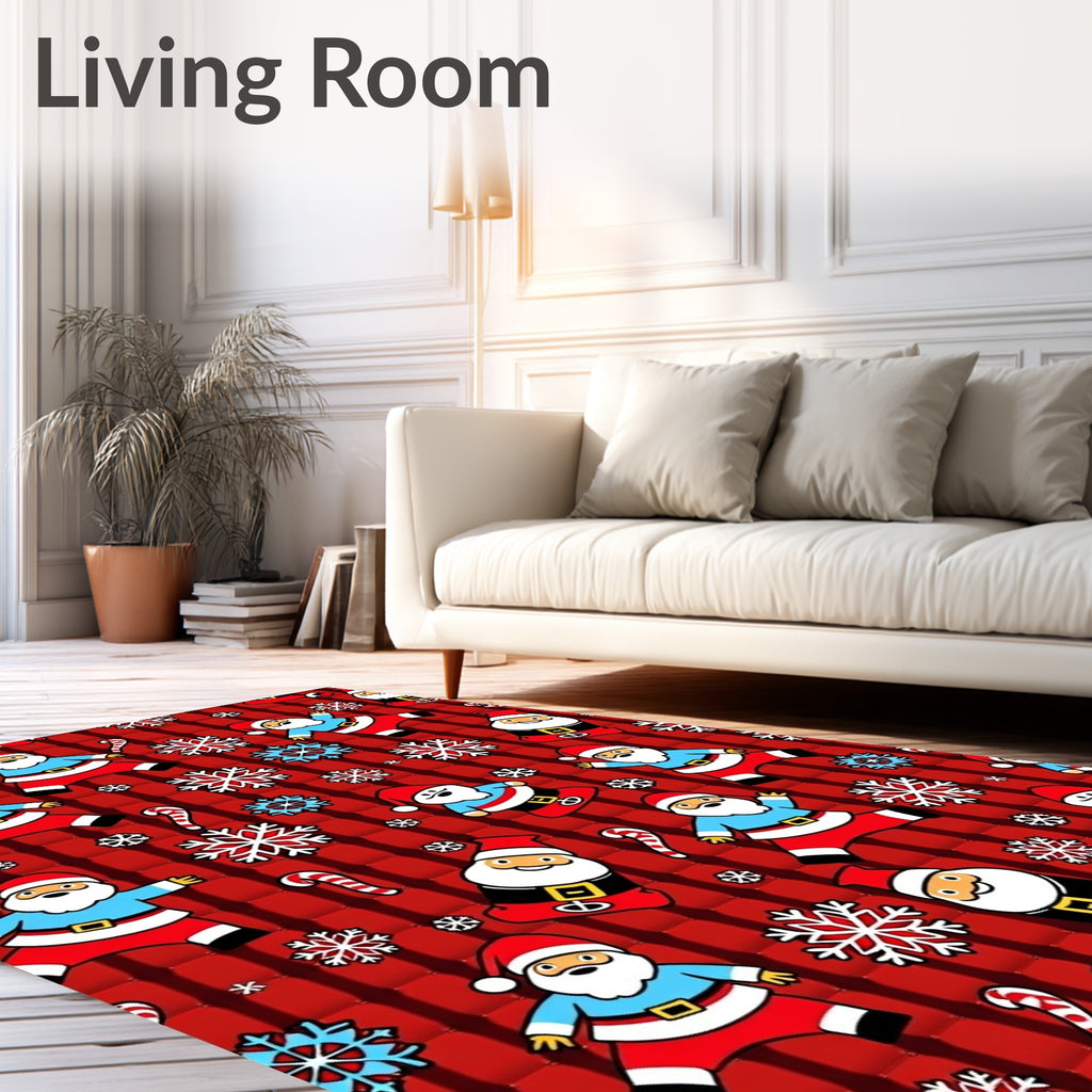 Jolly Santa Claus Red Snowflakes Medley Rug
