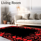 Vibrant Red Foliage Frame Rug