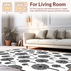 Whimsical Black Floral Dandelion Pattern Rug