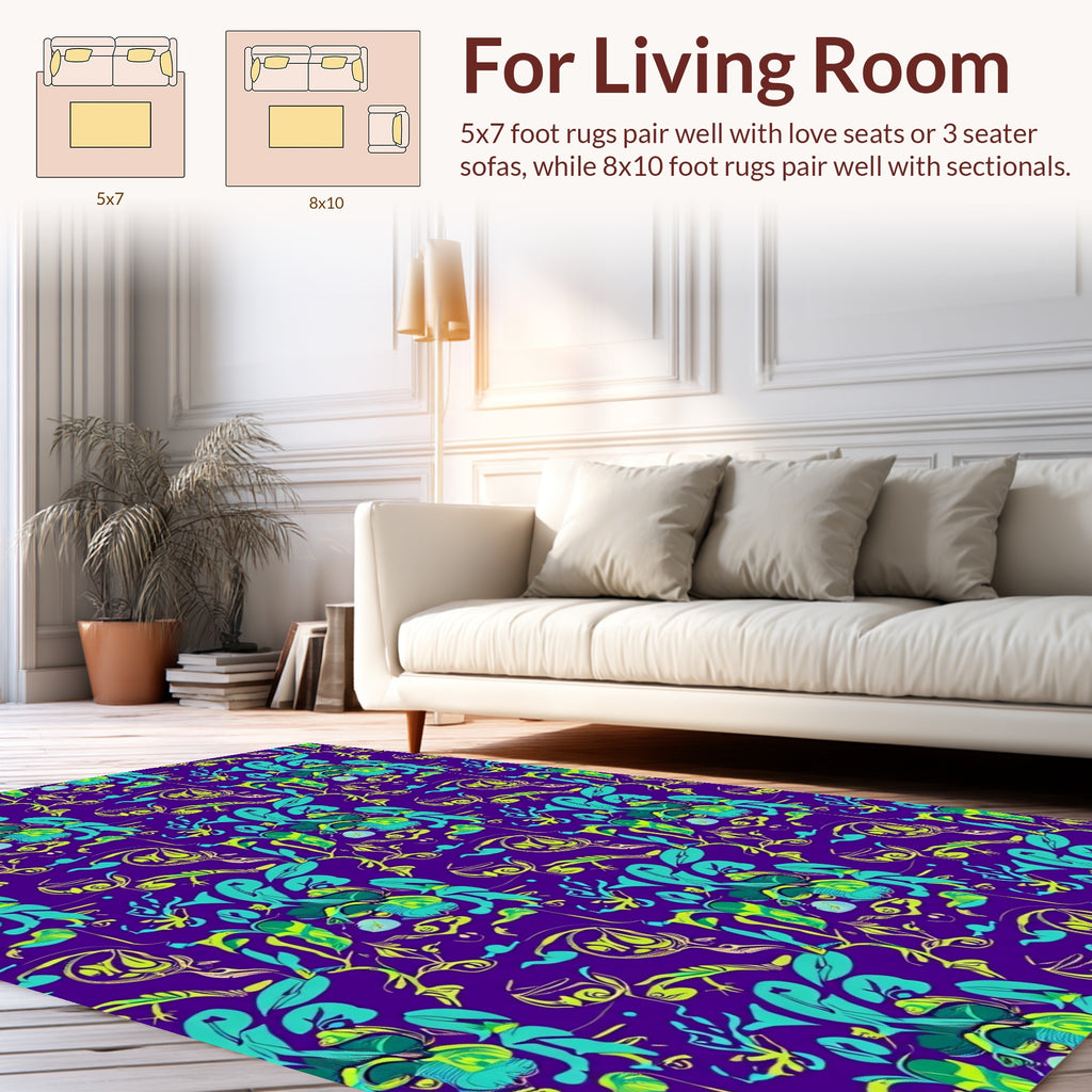Vibrant Floral Silhouette Pattern Rug