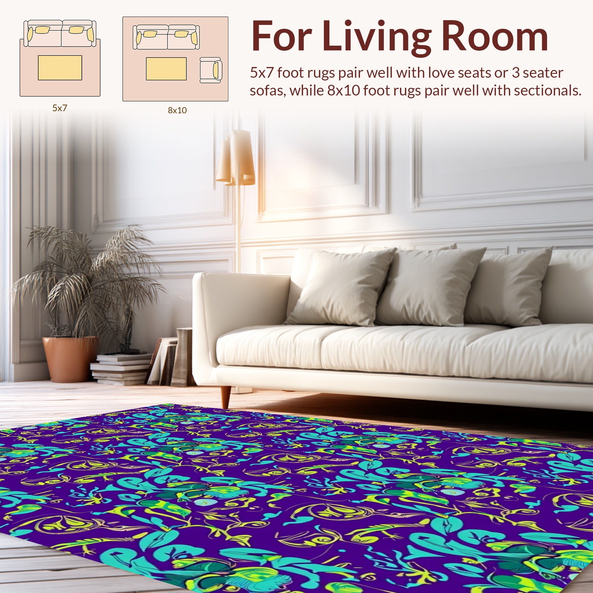 Vibrant Floral Silhouette Pattern Rug