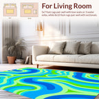 Groovy Swirl Abstract Blue Green Design Rug