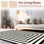 Black White Concentric Rectangle Rug