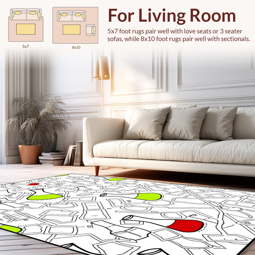 Abstract Lab Glassware Pattern Rug