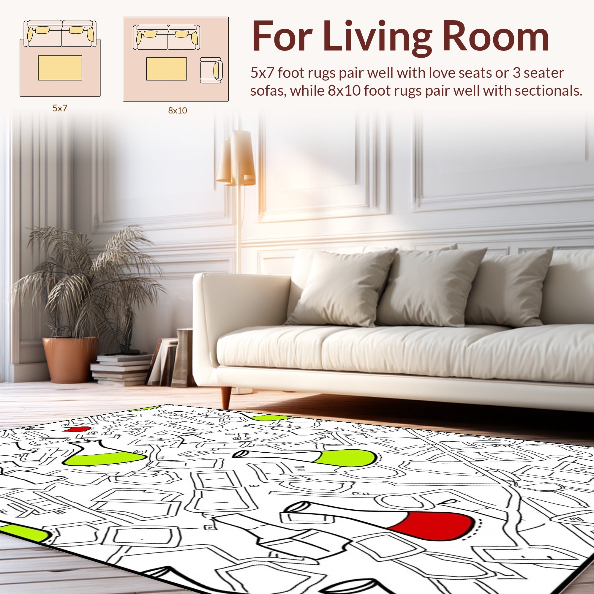 Abstract Lab Glassware Pattern Rug
