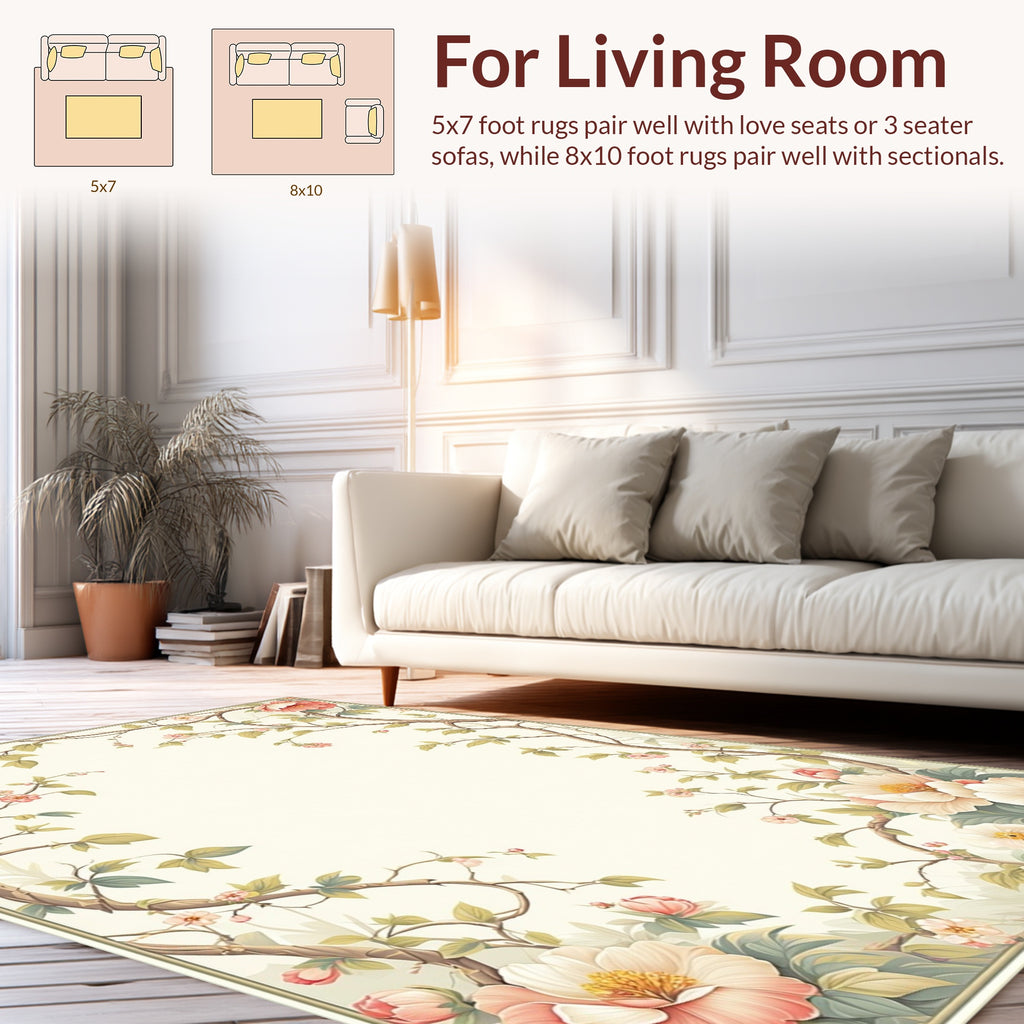 Floral Branch Delicate Pattern Rug
