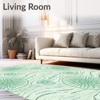 Seafoam Green Radial Medallion Swirl Rug