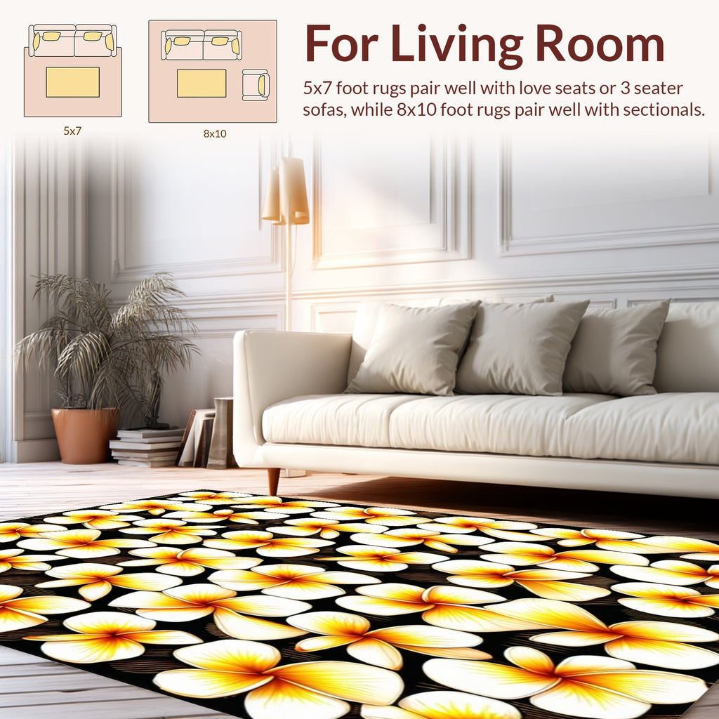 Golden Flower Pattern Tropical Chic Design Rug
