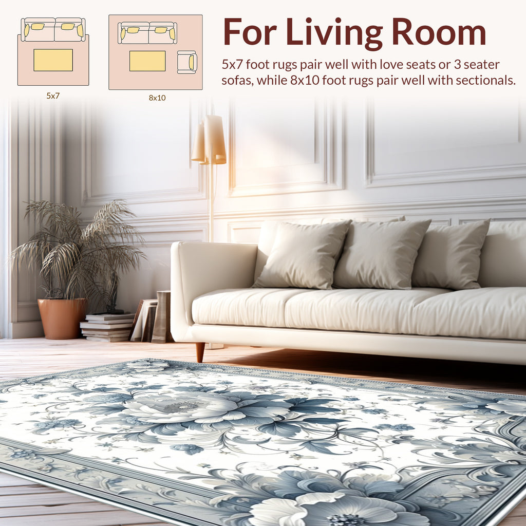 Elegant Floral Scrollwork Pattern Rug