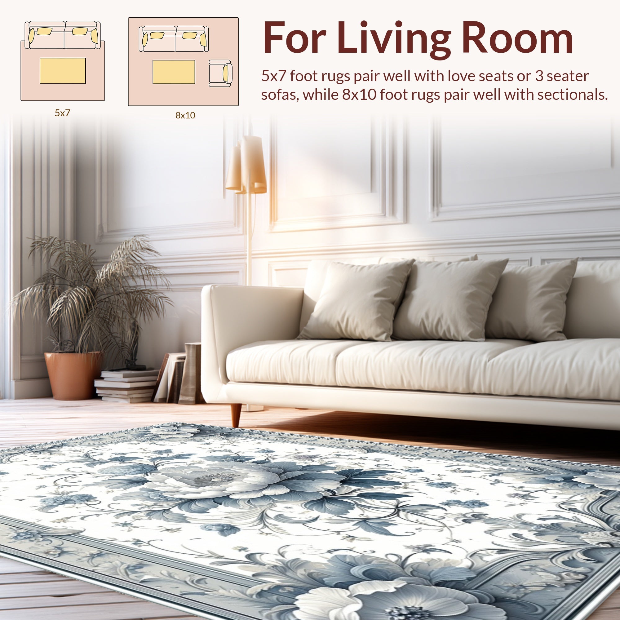 Elegant Floral Scrollwork Pattern Rug