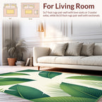 Tropical Leaf Patterned Green Design Rug