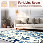 Blue Floral Branch Pattern Rug