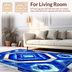 Radiant Blue Gemstone Geometric Pattern Rug