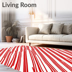 Red White Diagonal Stripe Rug