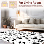 Black Whimsical Floral Dot Pattern Rug