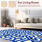 Bold Blue Wavy Line Pattern Rug
