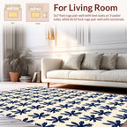 Navy Starburst Floral Pattern Rug