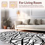 Abstract Swirling Black Line Pattern Rug