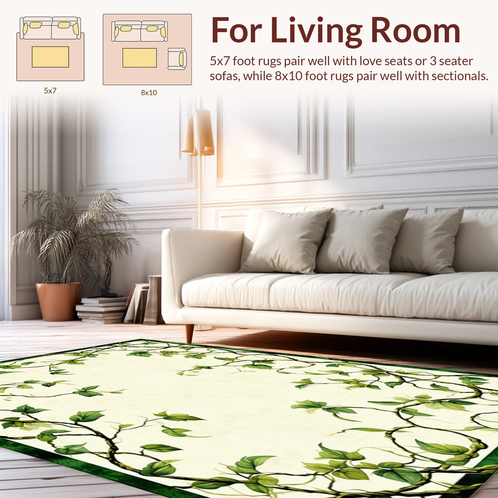 Vining Greenery Tropical Botanical Design Rug