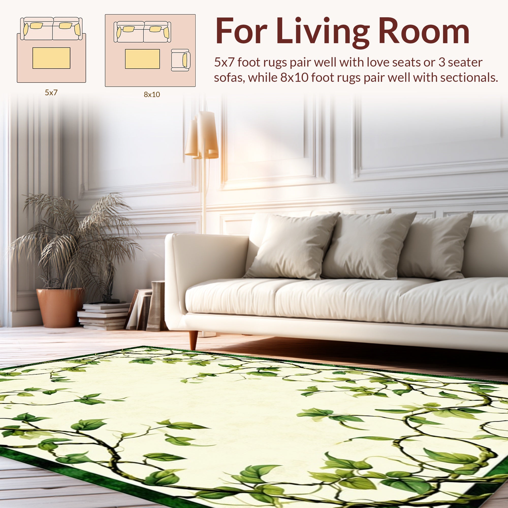 Vining Greenery Tropical Botanical Design Rug