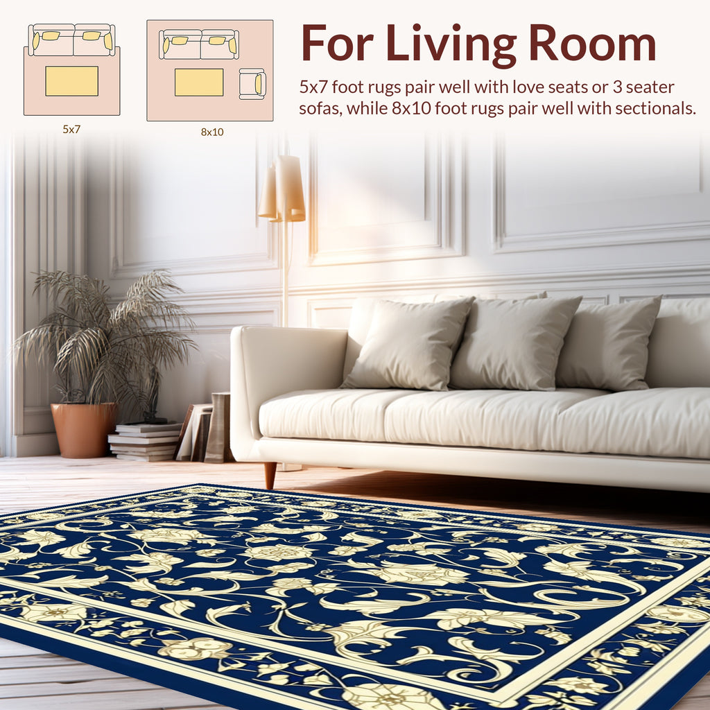Ornate Floral Vine Pattern Rug