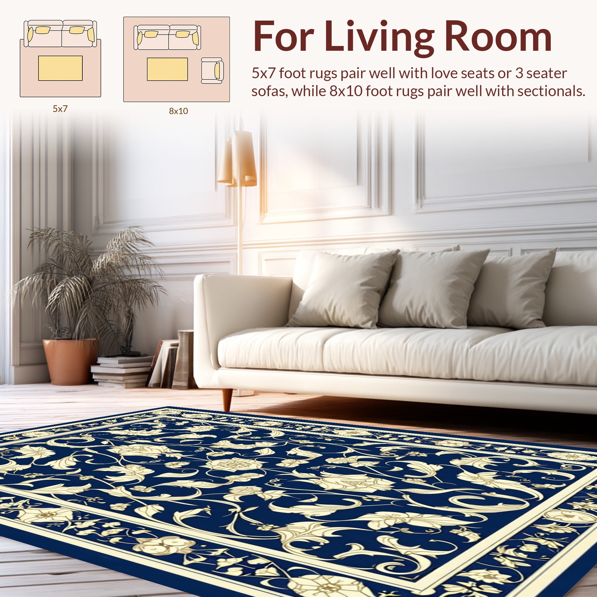 Ornate Floral Vine Pattern Rug