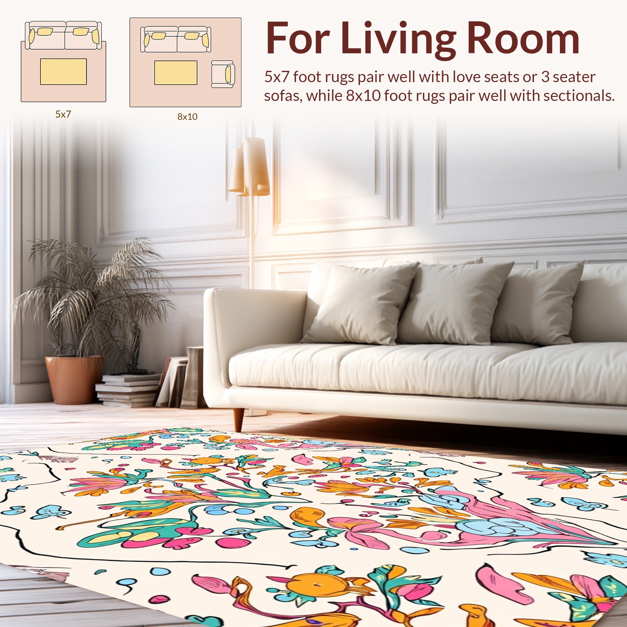 Vibrant Floral Swirls Petals Design Rug