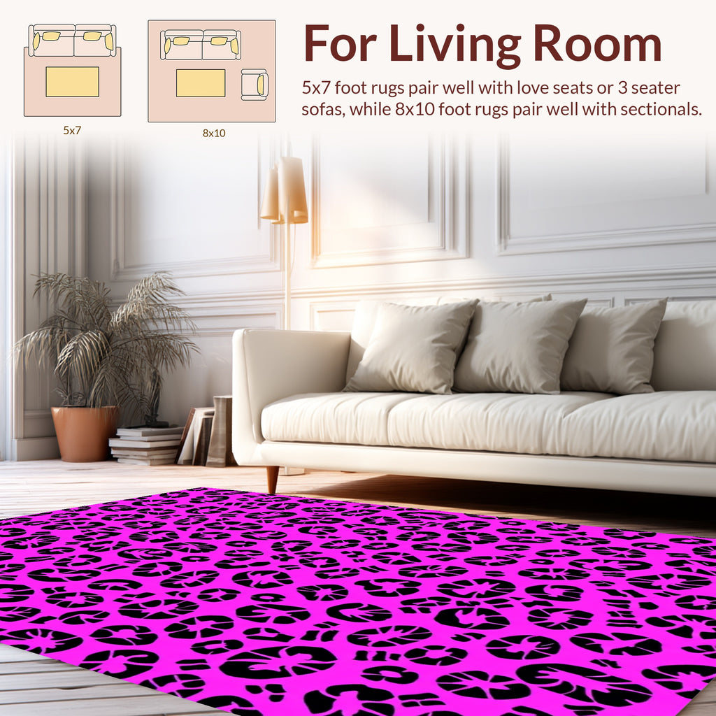 Bold Pink Leopard Print Pattern Rug