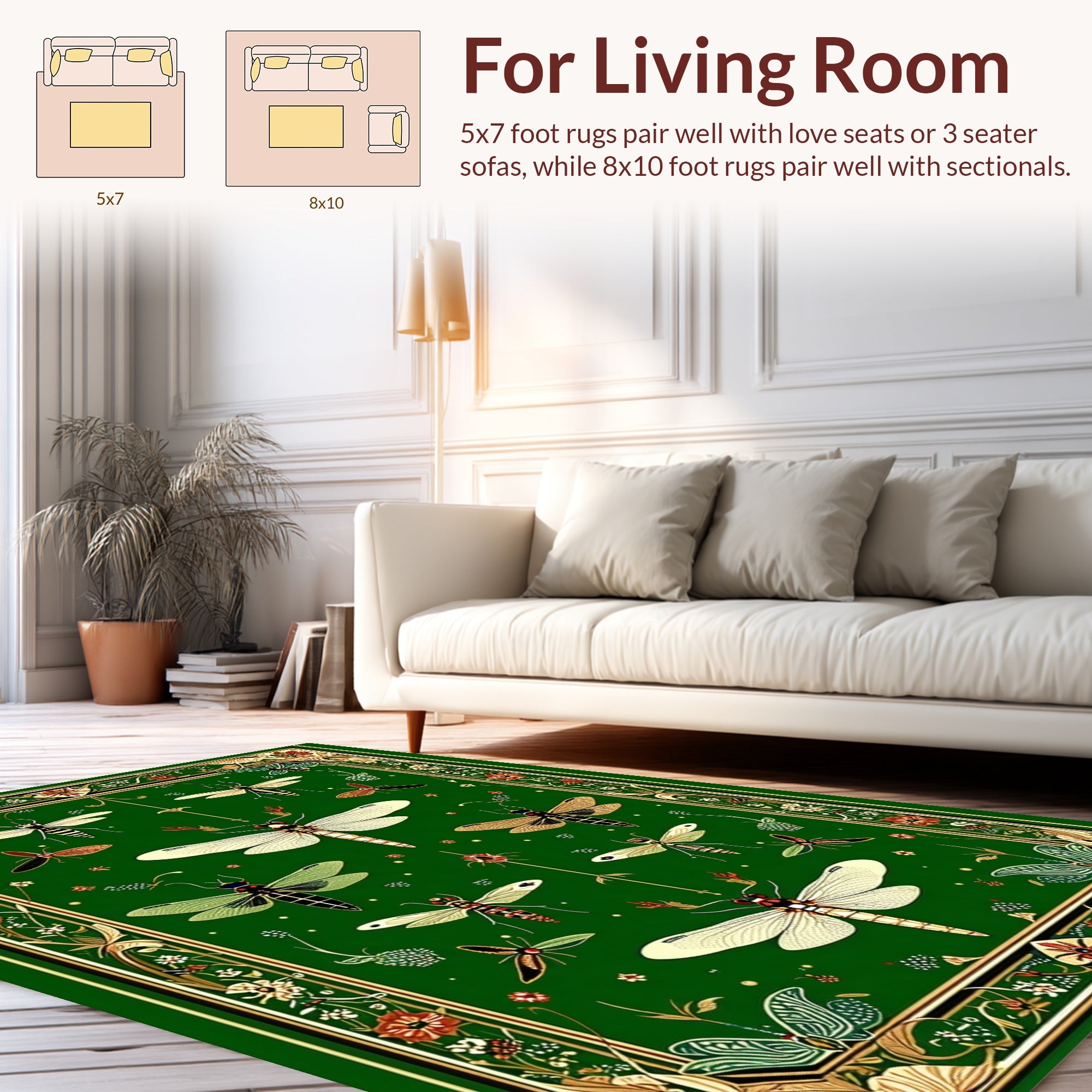 Art Nouveau Insect Floral Emerald Garden Rug