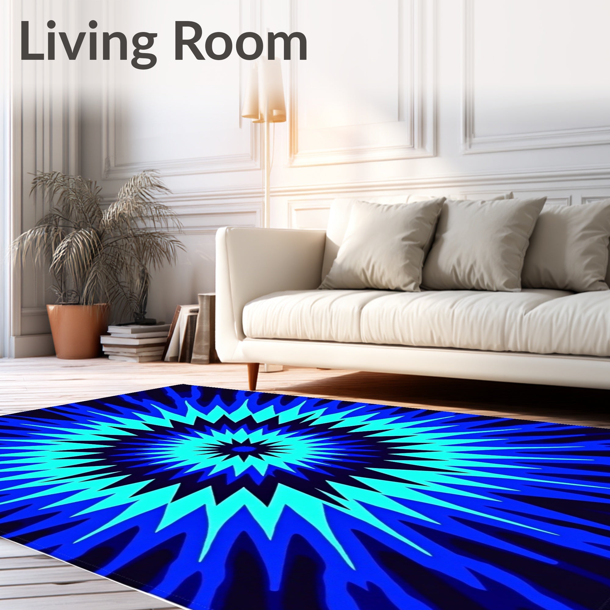 Electric Blue Burst Radial Rug
