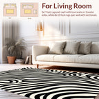 Bold Black White Wavy Stripes Pattern Rug