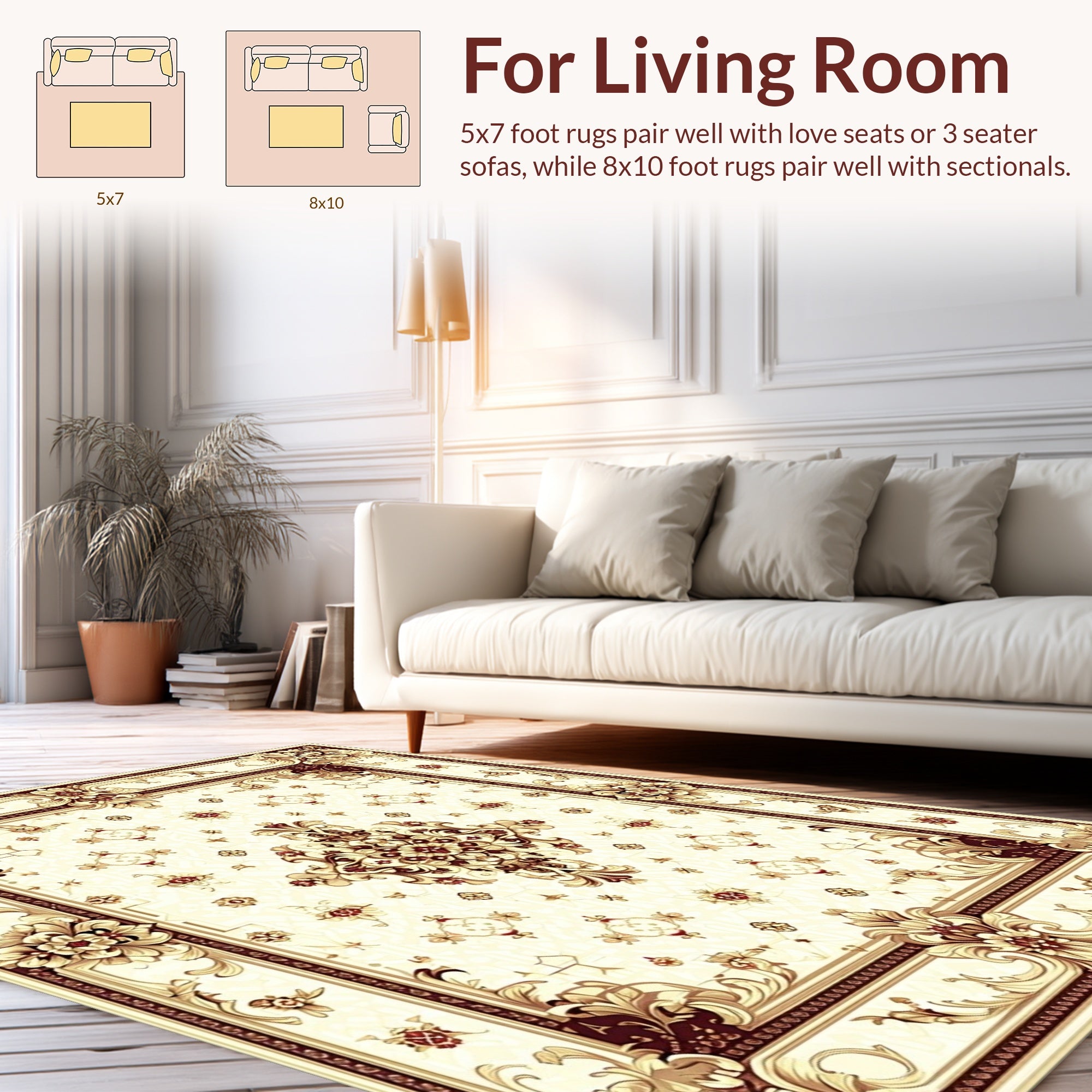 Classic Floral Medallion Beige Rug