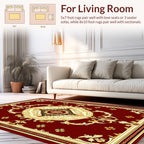 Elegant Red Gold Medallion Pattern Rug