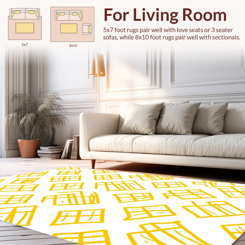 Hand Drawn Diamond Grid Pattern Rug