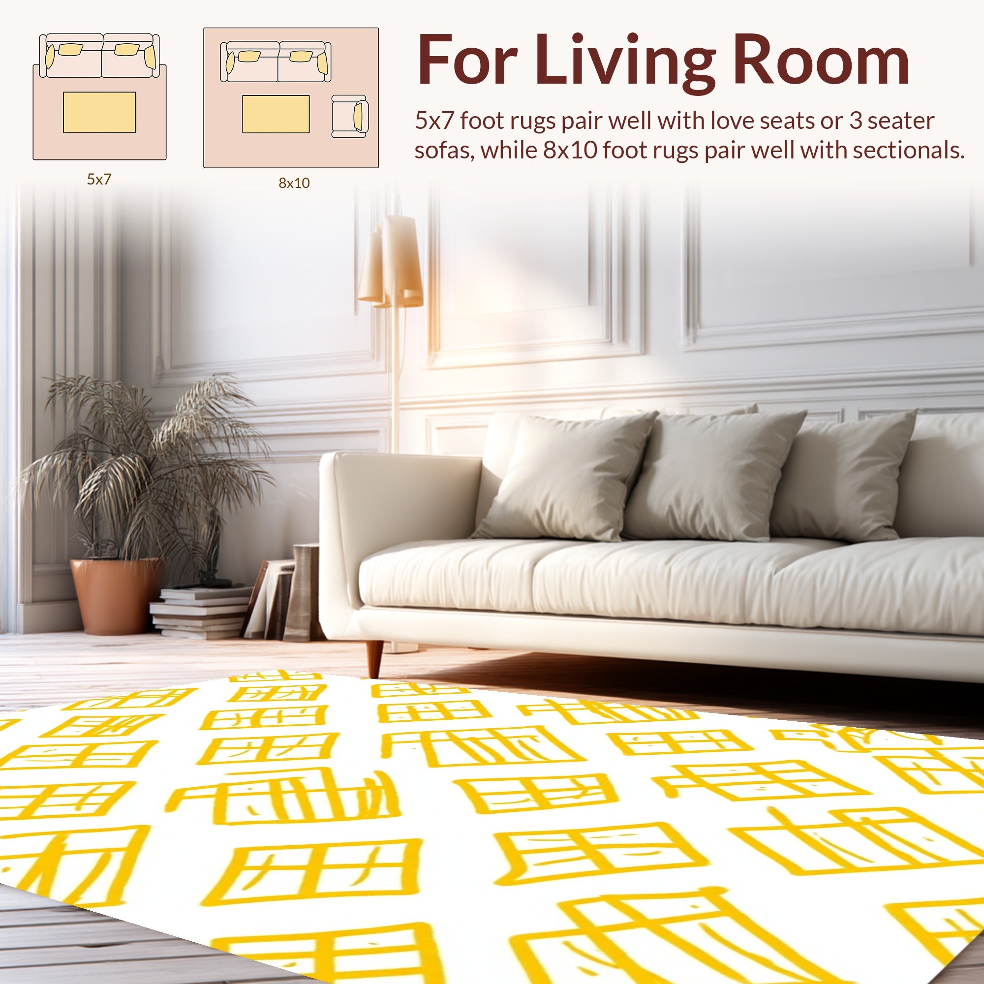 Hand Drawn Diamond Grid Pattern Rug