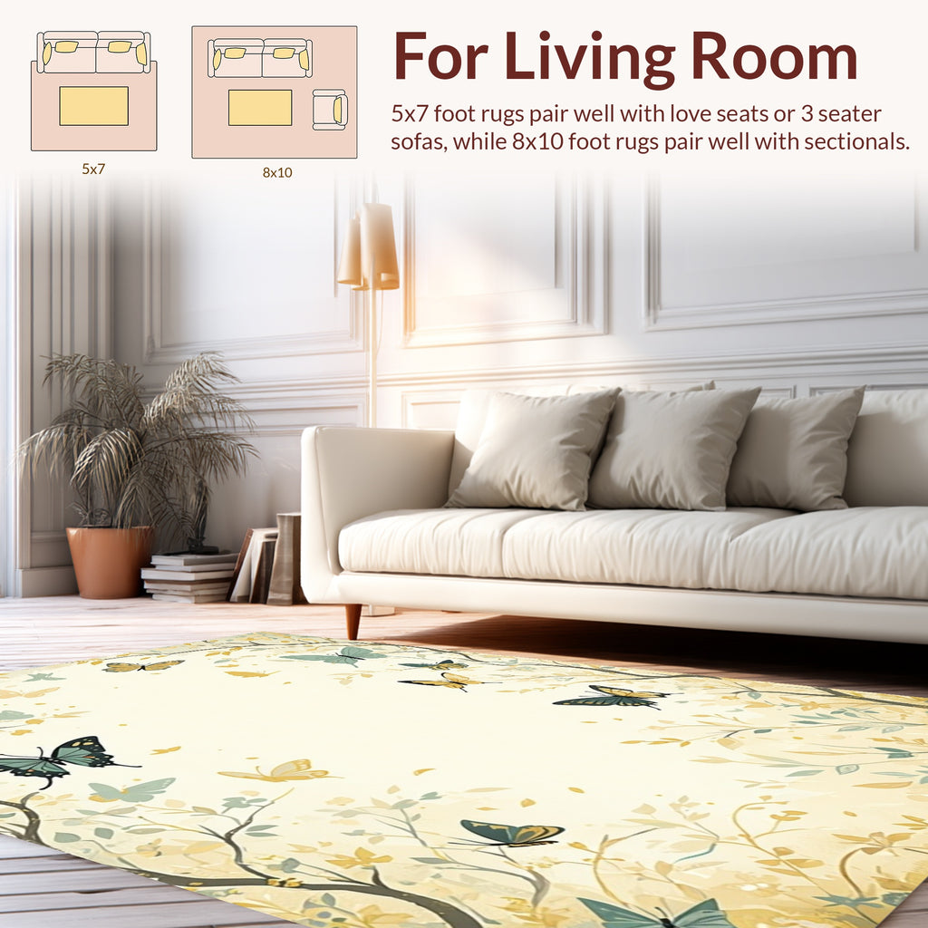 Delicate Butterflies in Golden Grove Design Rug