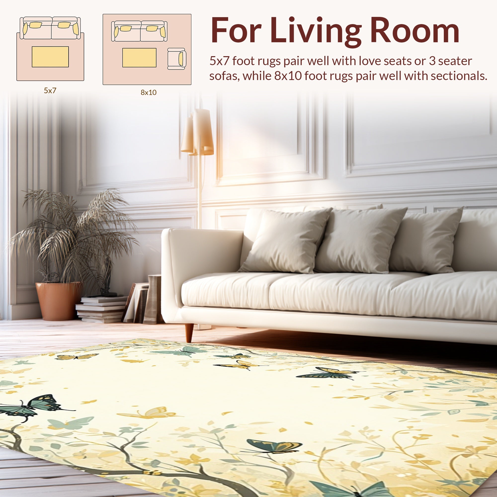 Delicate Butterflies in Golden Grove Design Rug