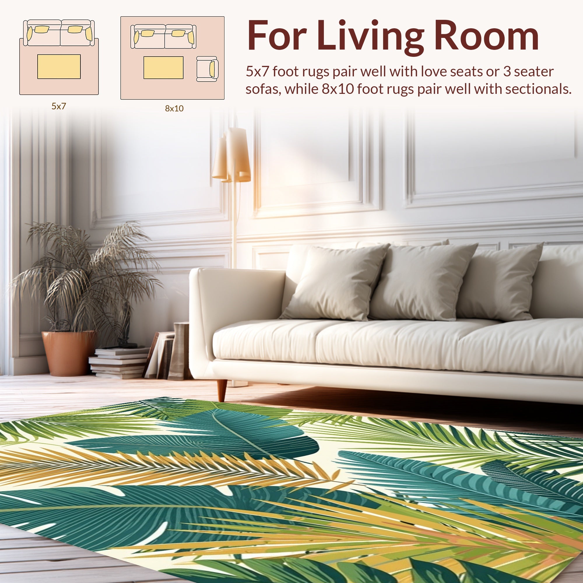 Tropical Leaf Pattern Rug
