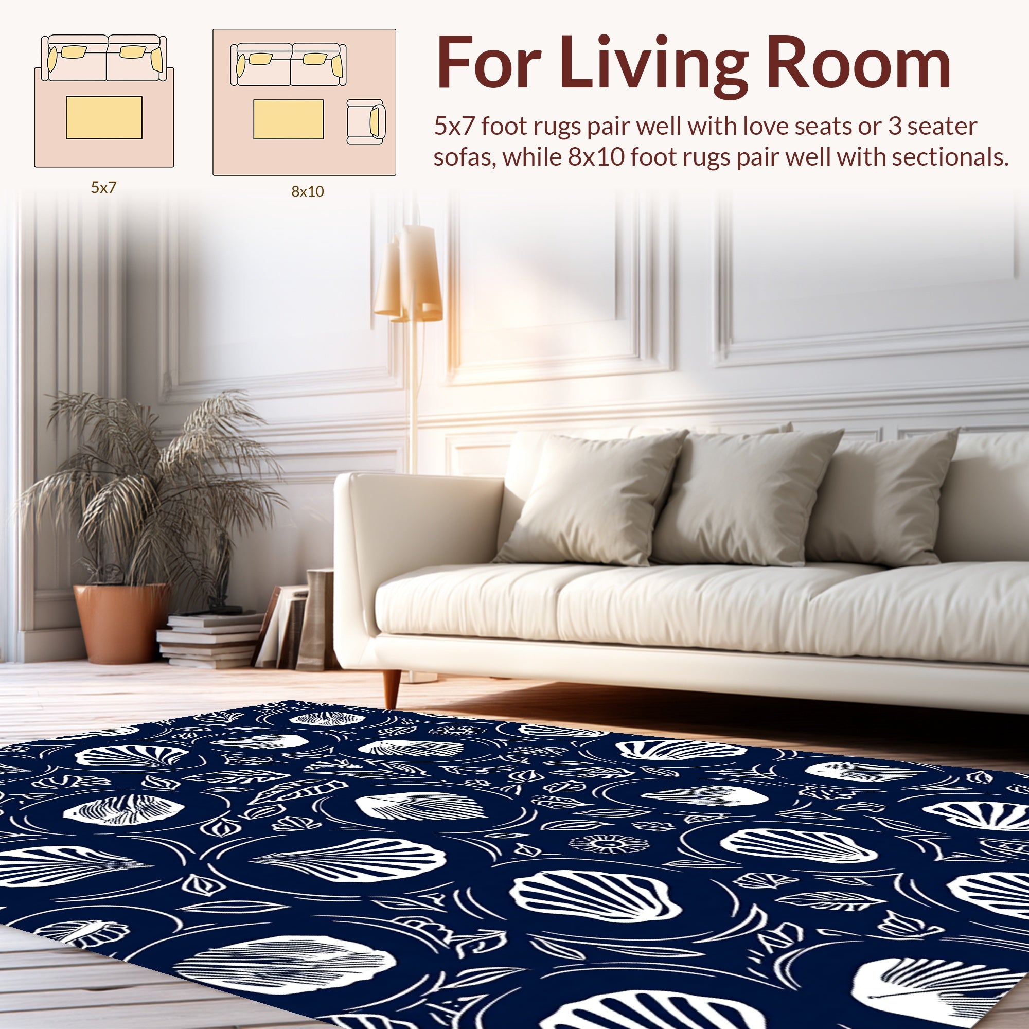 White Shell Garden Pattern Design Rug