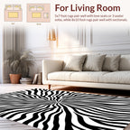 Abstract Black White Wavy Lines Rug